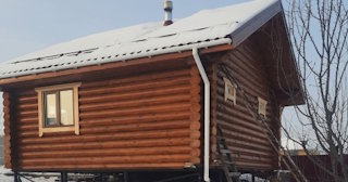 Баня из оцилиндрованного бревна под ключ в Краснокамске - от 134615 рублей